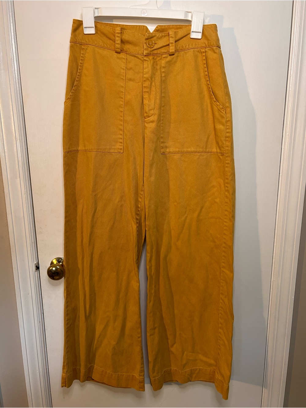 JOIE MUSTARD YELLOW WIDE LEG TROUSERS W/PATCH POCKETS SIZE 6